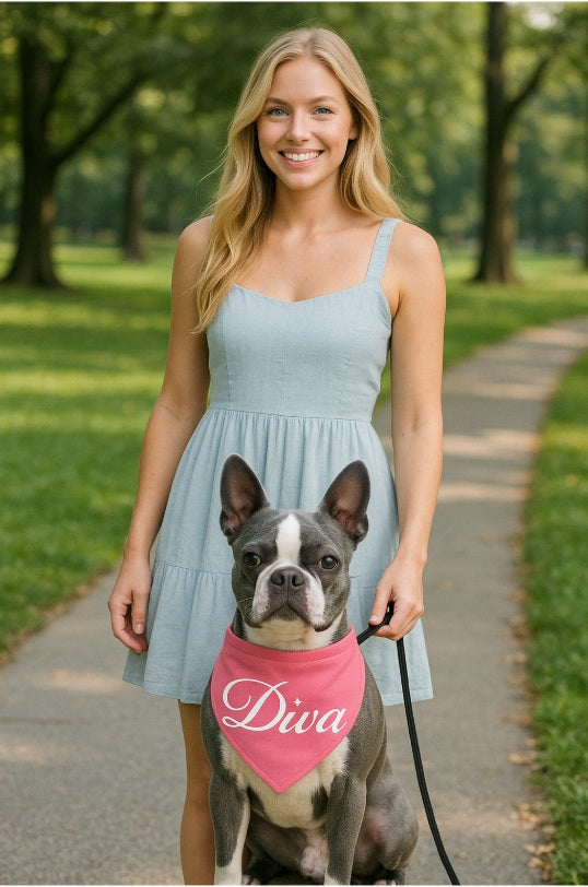 Parisian Pet Diva Bandana for Dogs & Cats - Stylish, Comfortable, Pink Fashionable Dog Bandana, Trendy Pet Accessory