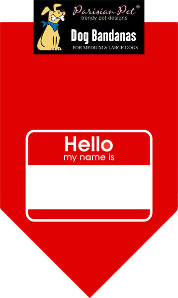Parisian Pet Hello My Name Is Bandana-Red