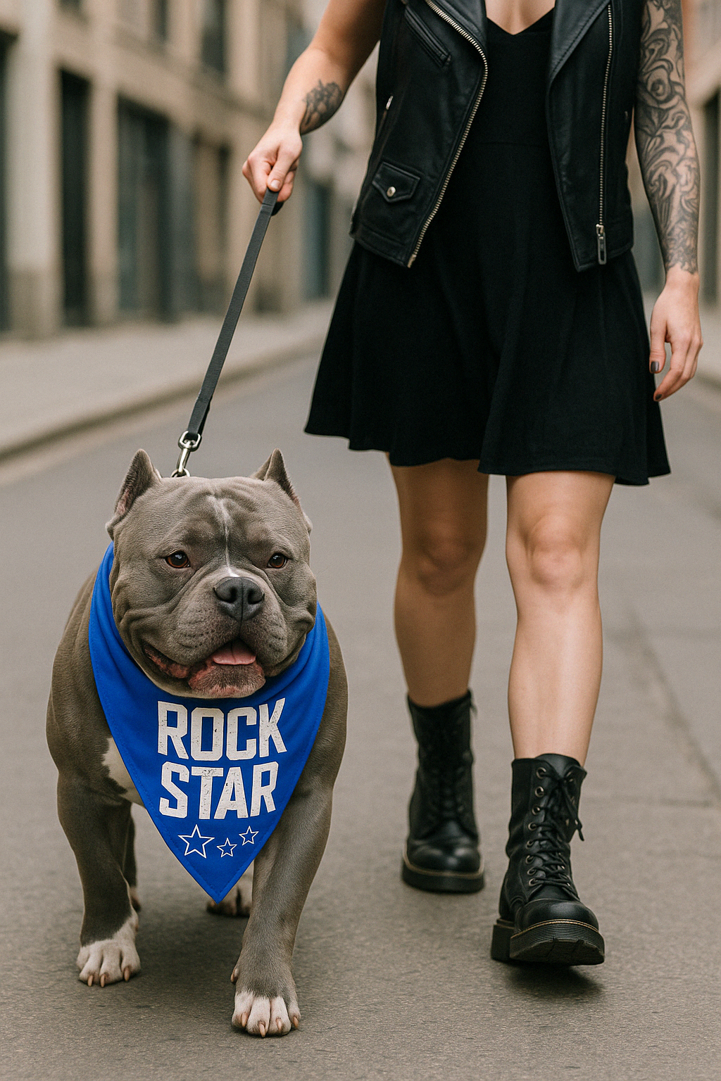 Parisian Pet Rock Star Bandana for Dogs & Cats - Fashionable, Comfortable Blue Pet Bandana for Trendy Pets