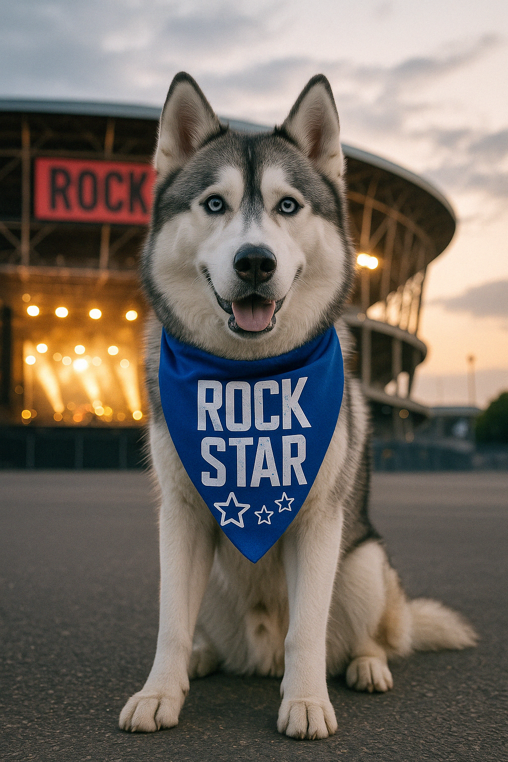 Parisian Pet Rock Star Bandana for Dogs & Cats - Fashionable, Comfortable Blue Pet Bandana for Trendy Pets