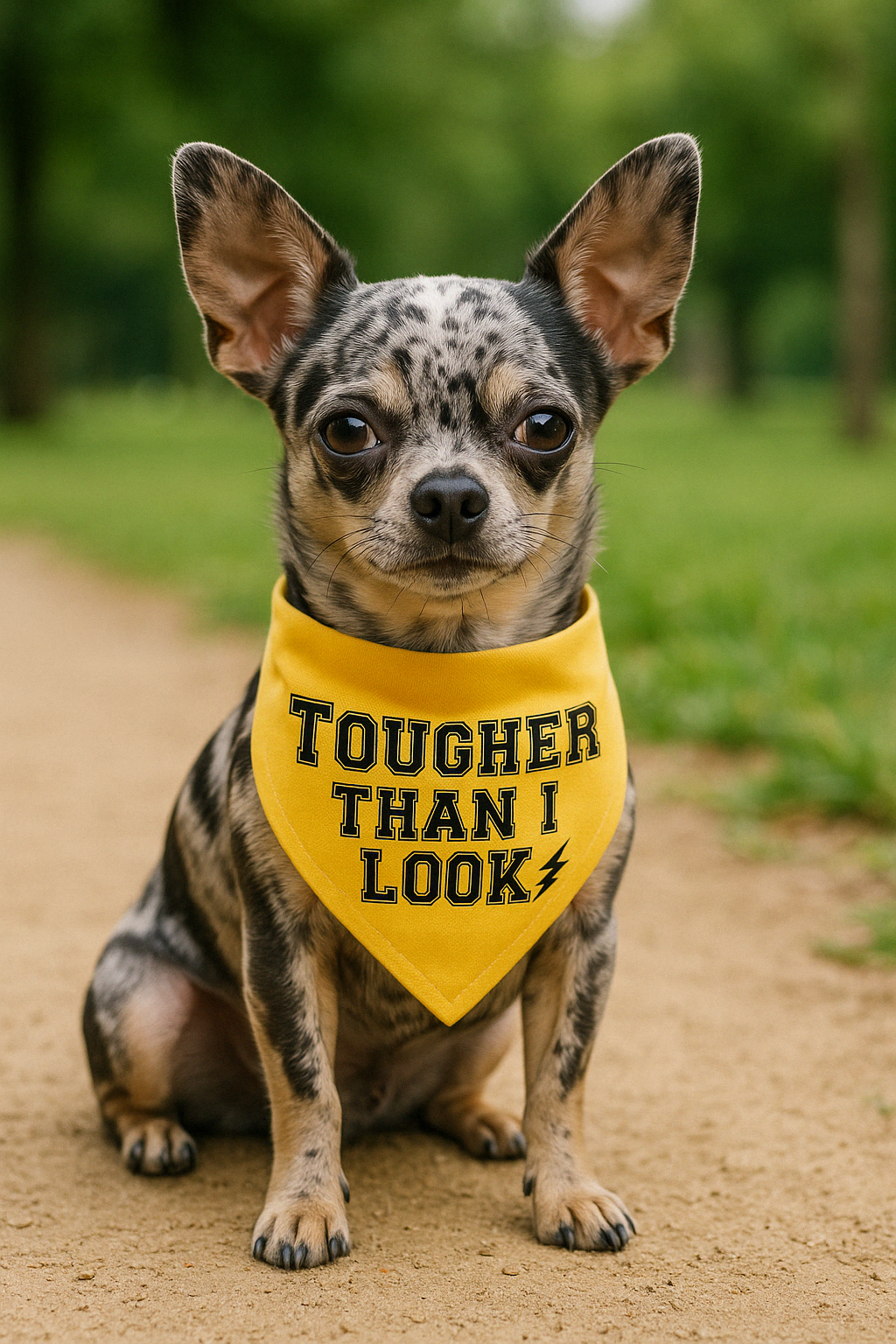 Parisian Pet Tougher Than I Look Bandana-Yellow
