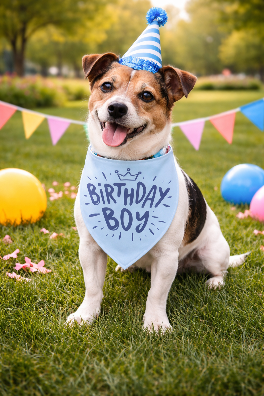 Parisian Pet Birthday Boy Dog Bandana-Blue