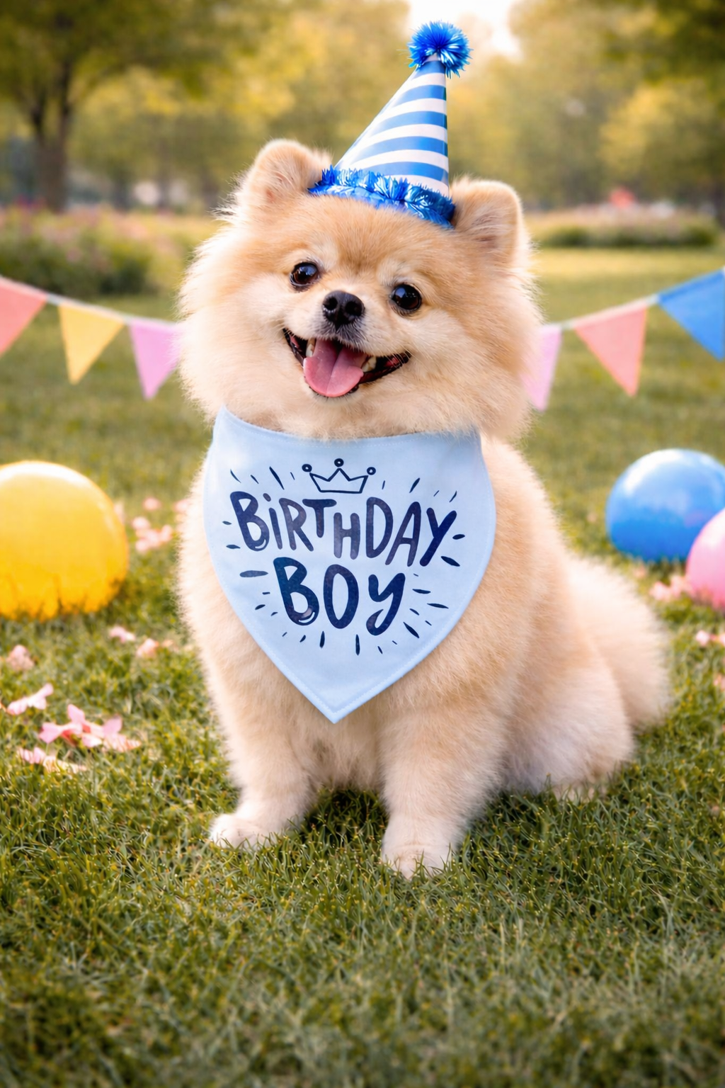 Parisian Pet Birthday Boy Dog Bandana-Blue