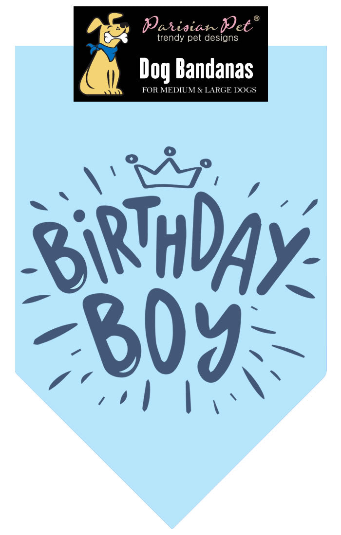 Parisian Pet Birthday Boy Dog Bandana – Happy Birthday Pet Outfit, Fun Party Scarf for Dogs & Cats, Stylish & Comfy Celebration Clothing, Blue