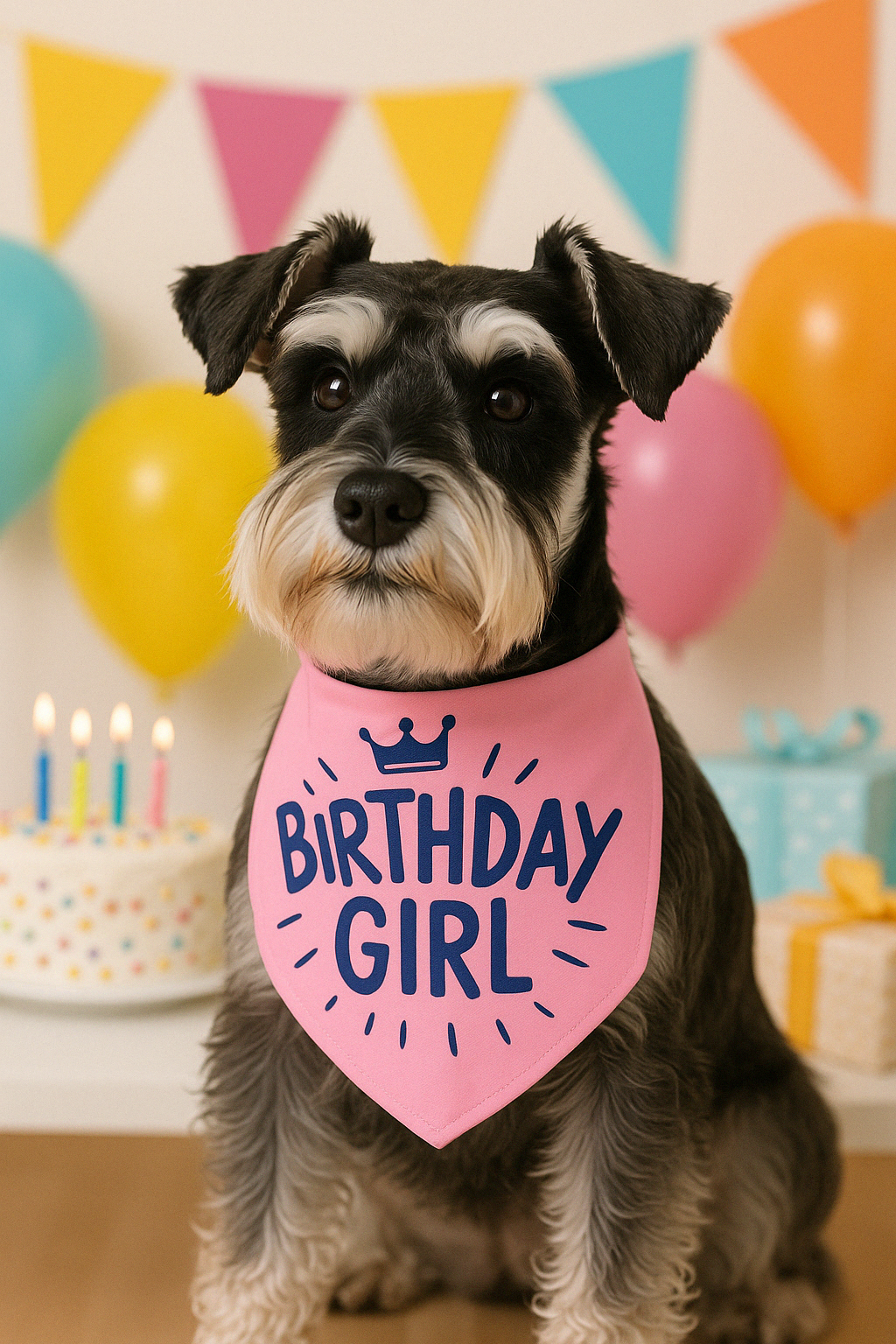 Parisian Pet Birthday Girl Dog Bandana-Pink