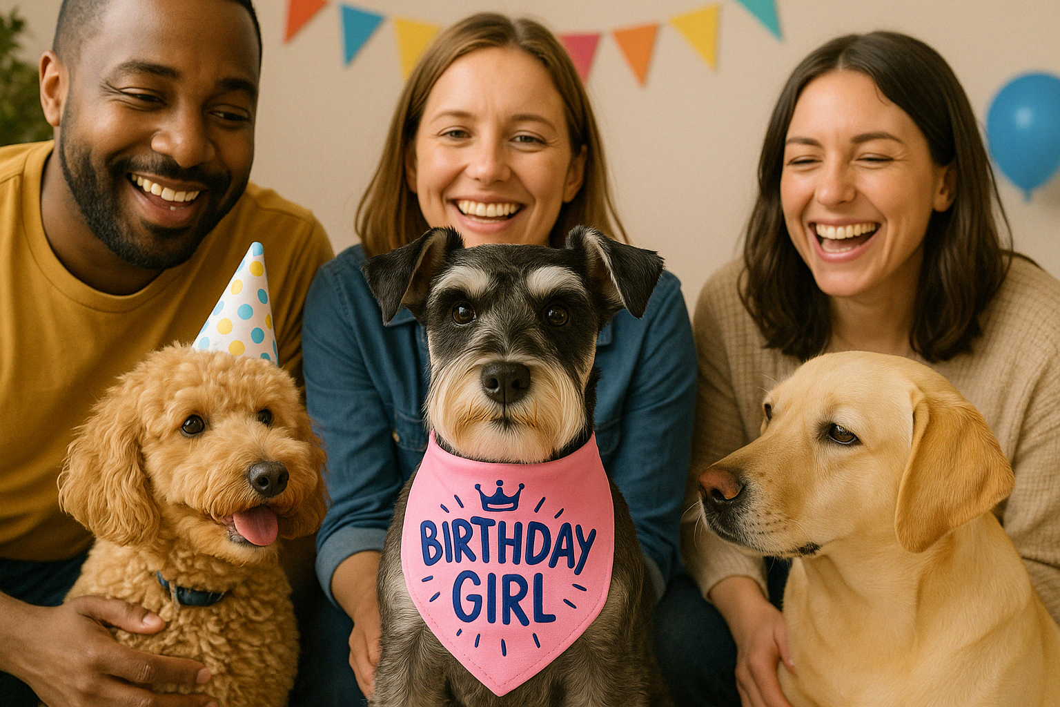 Parisian Pet Birthday Girl Dog Bandana-Pink