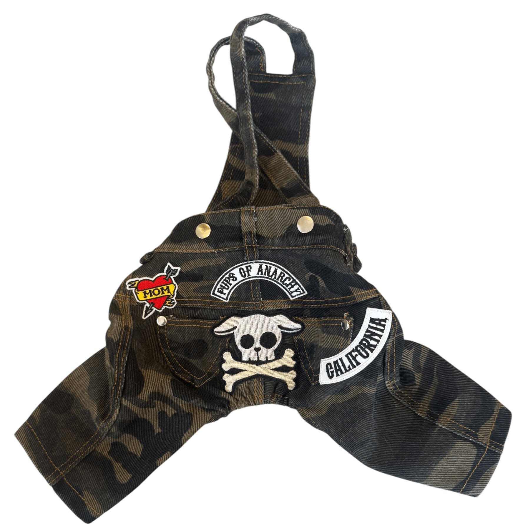 Heads or Tails Pup Camouflage Pups of Anarchy Dog Overalls