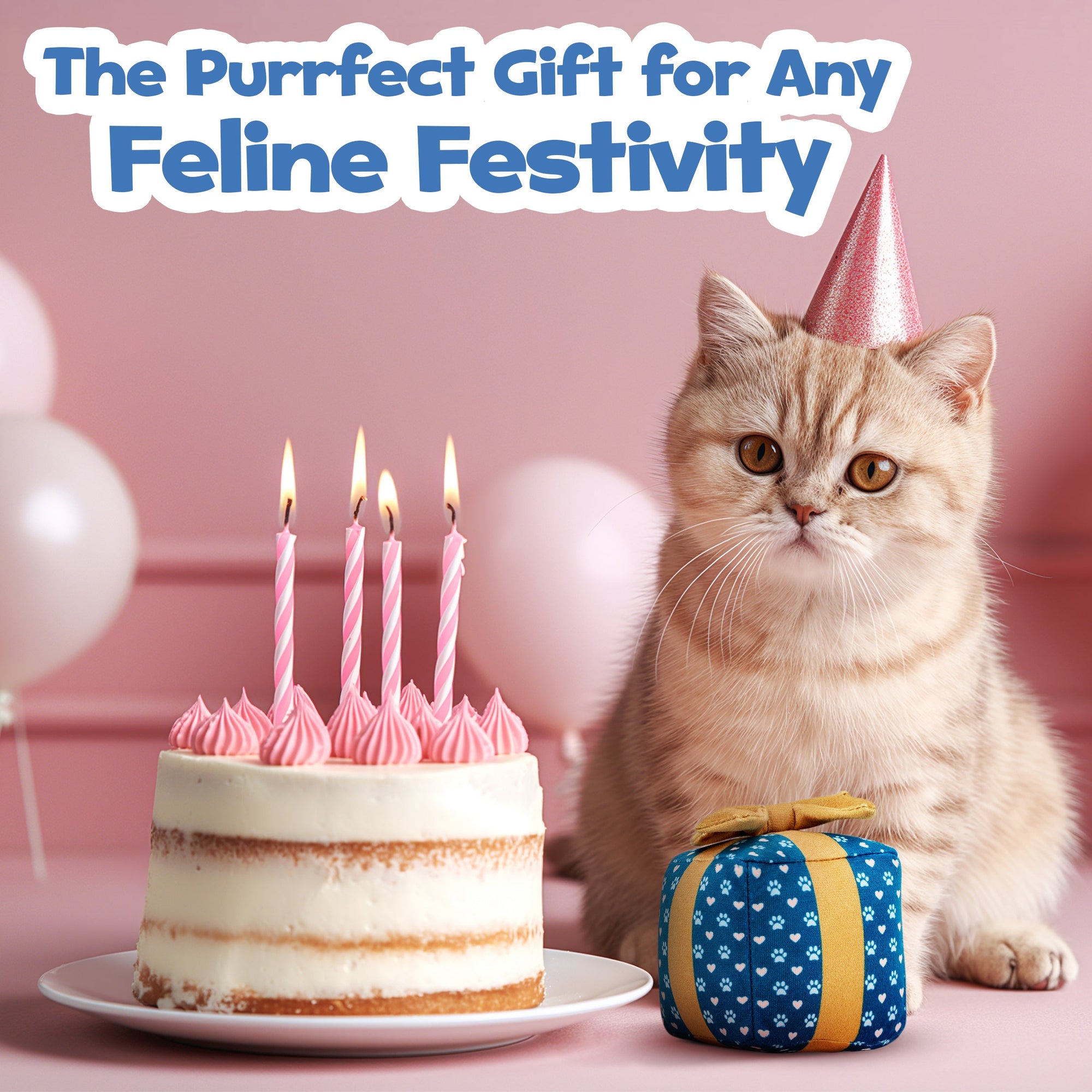 PUPROAR Gift Box Cat Toy - Cute Catnip and Crinkle Birthday Cat Toy