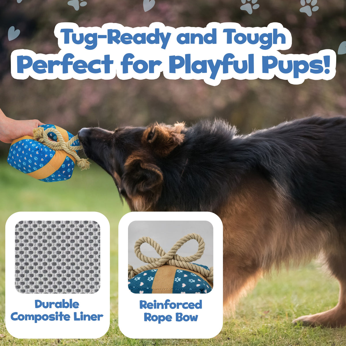 PUPROAR Gift Box Dog Toy - Cute Squeaky Birthday Dog Toy with Rope Bow