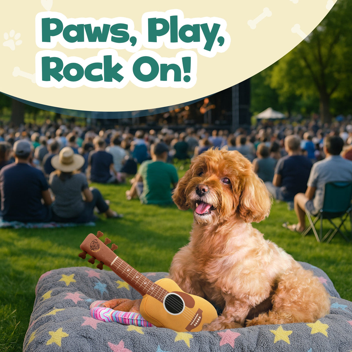 PUPROAR Guitar Dog Toy - Cute Squeaky Plush Dog Toy with Crinkle