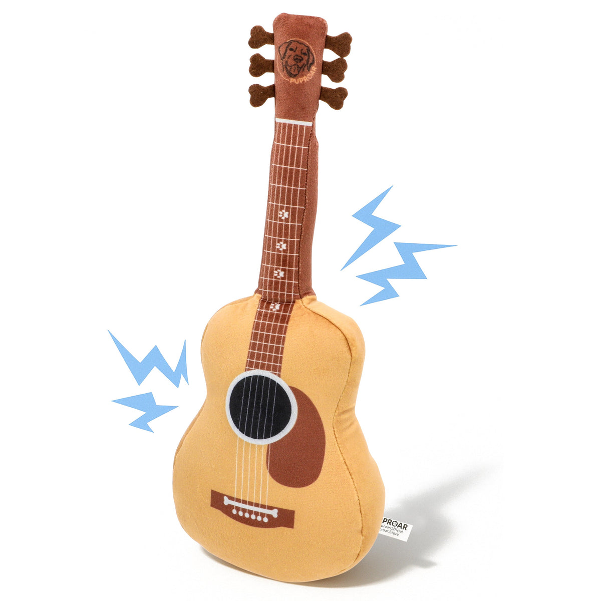 PUPROAR Guitar Dog Toy - Cute Squeaky Plush Dog Toy with Crinkle