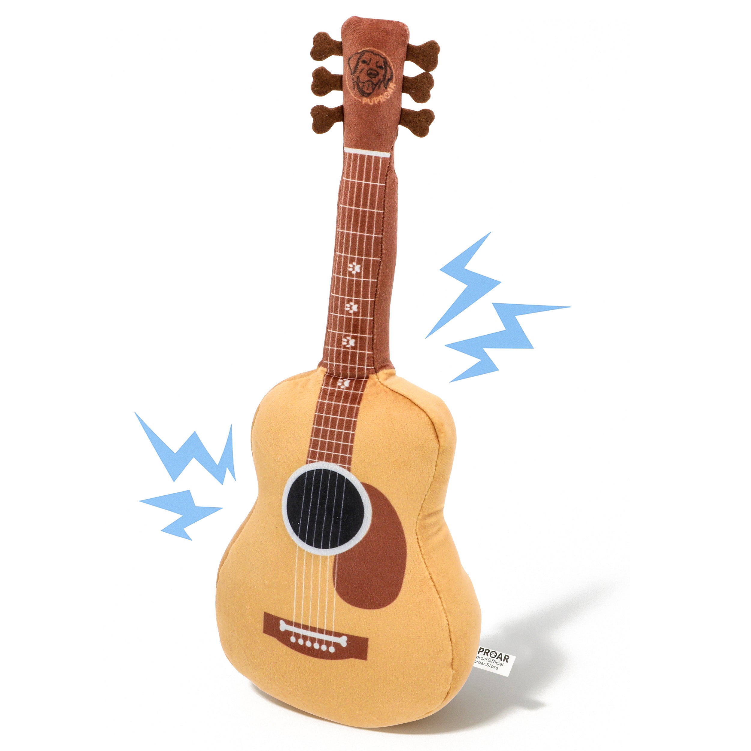 PUPROAR Guitar Dog Toy - Cute Squeaky Plush Dog Toy with Crinkle
