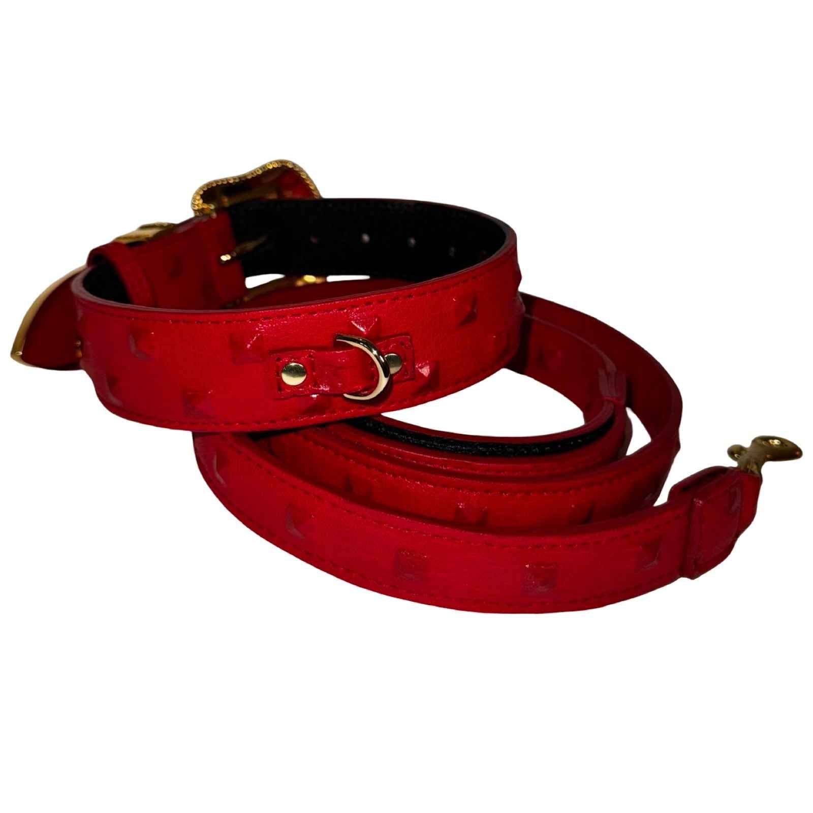 Allysa Payne Bella Rosso Swarovski Crystal Dog Collar & Leash Set