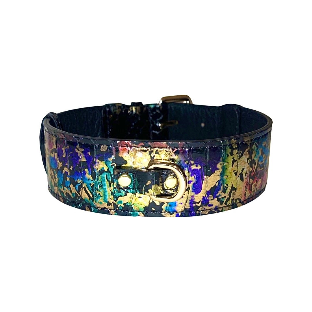Allysa Payne One OF A Kind Art Deco Custom Snake Dog Collar With Gold Classic Hardware