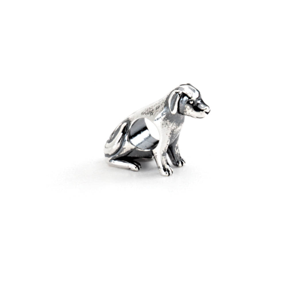 Sterling Silver Sitting Dog Bead Charm