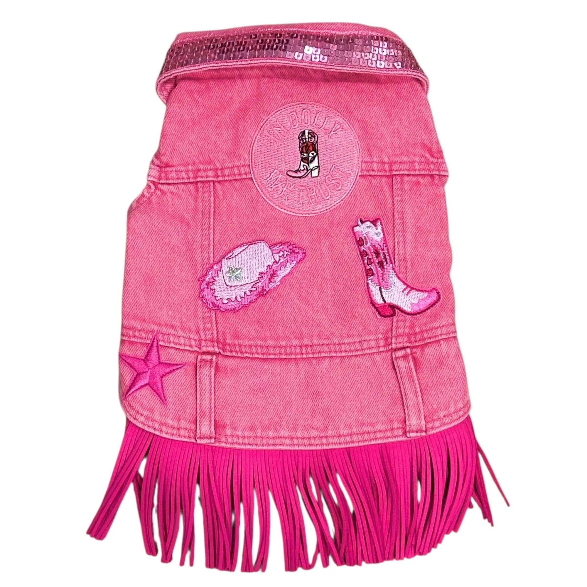 Heads or Tails Pup Pink Dolly Denim Dog Vest