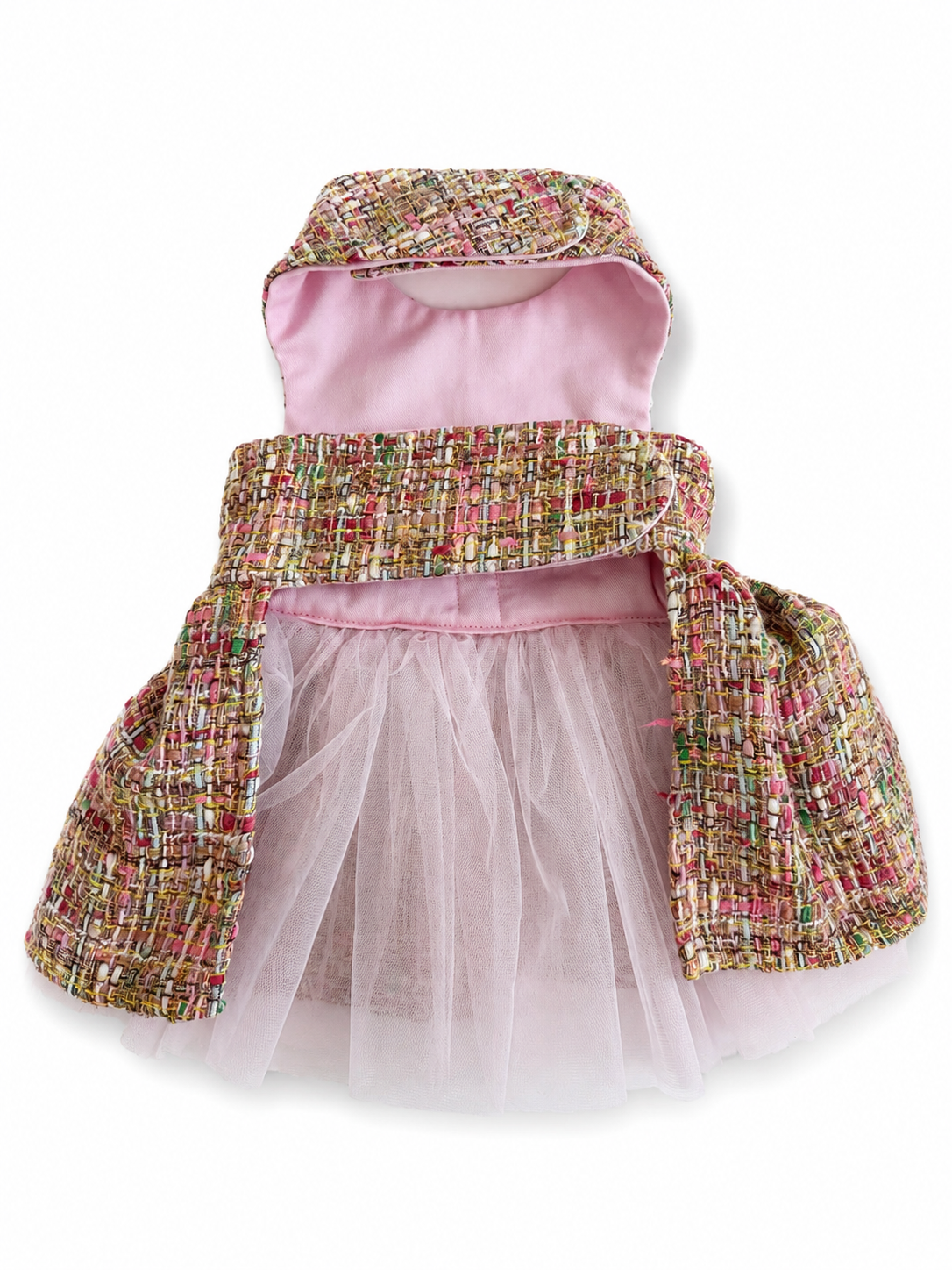 Heads or Tails Pup European Tweed Double Bow Dog Dress