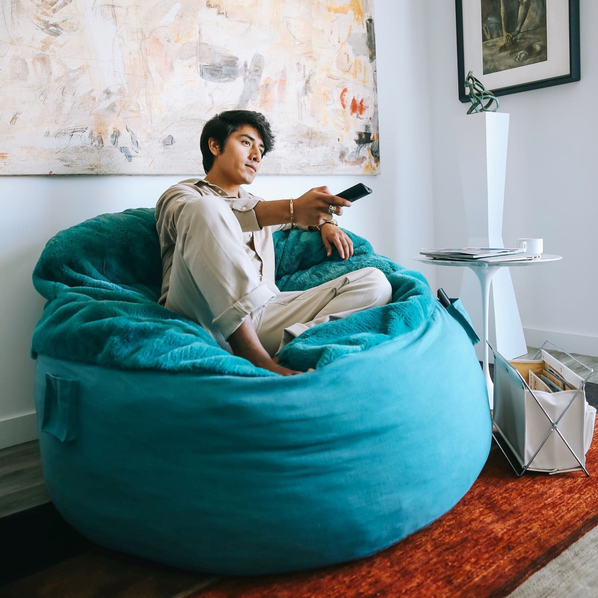 CordaRoy's Full Bunny Fur Nest Convertible Bean Bag Chair