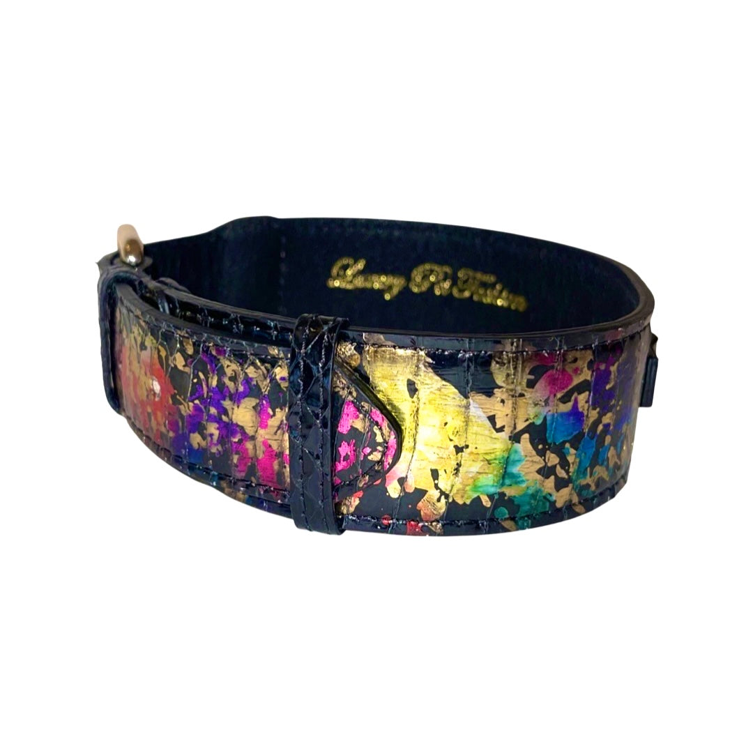 Allysa Payne One OF A Kind Art Deco Custom Snake Dog Collar With Gold Classic Hardware