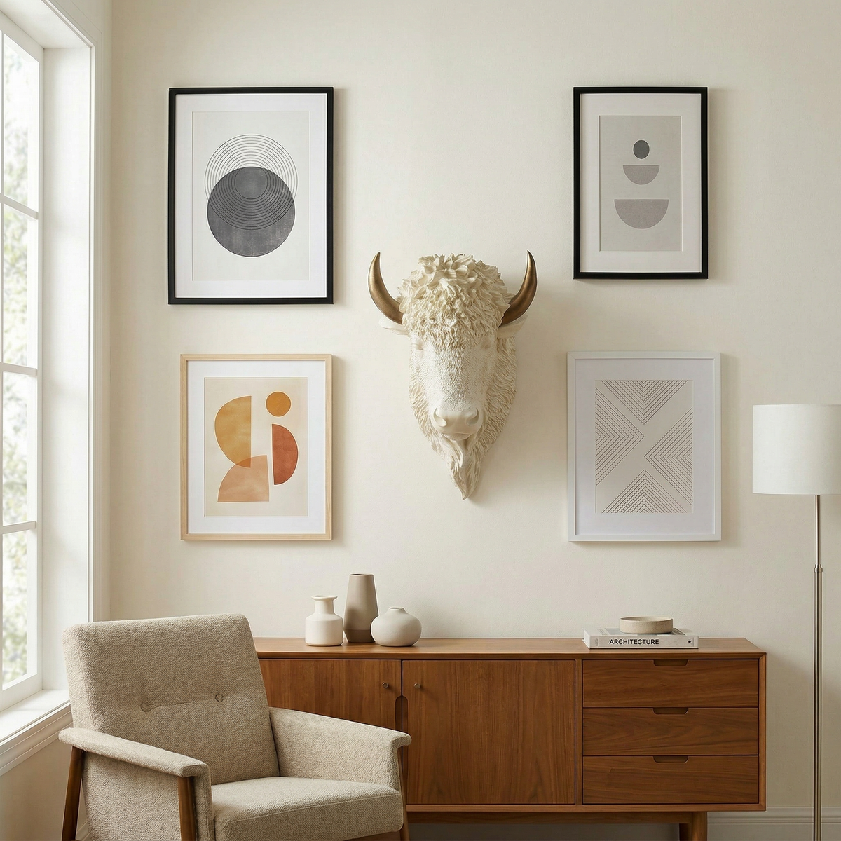 Faux Bison Sculpture
