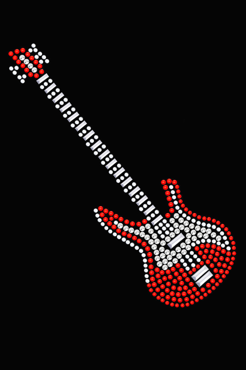 Guitar (Red Austrian crystal) - Womens T-shirt