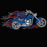 Motorcycle - Large Red, White, & Blue with Flames  - Women's T-shirt
