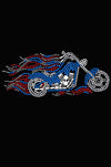 Motorcycle - Large Red, White, & Blue with Flames  - Women's T-shirt