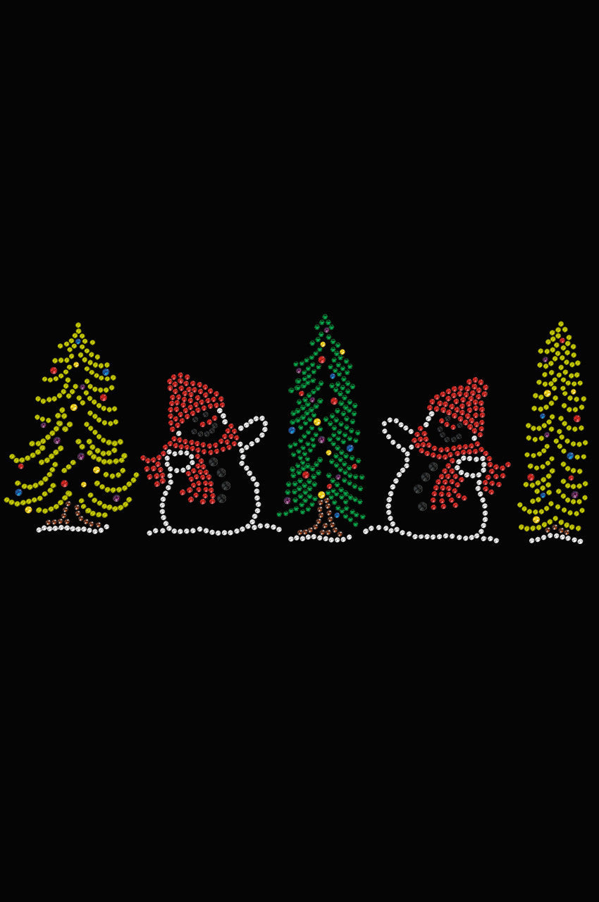 Two Snowmen in Trees - Womens T-shirt