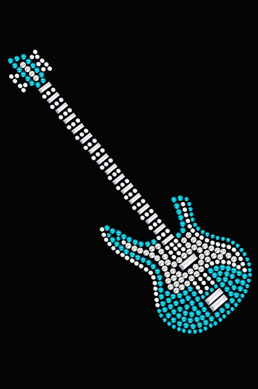 Guitar (Blue Austrian crystal) - Womens T-shirt
