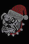 Bulldog Face (White) with Santa Hat - Womens T-shirt