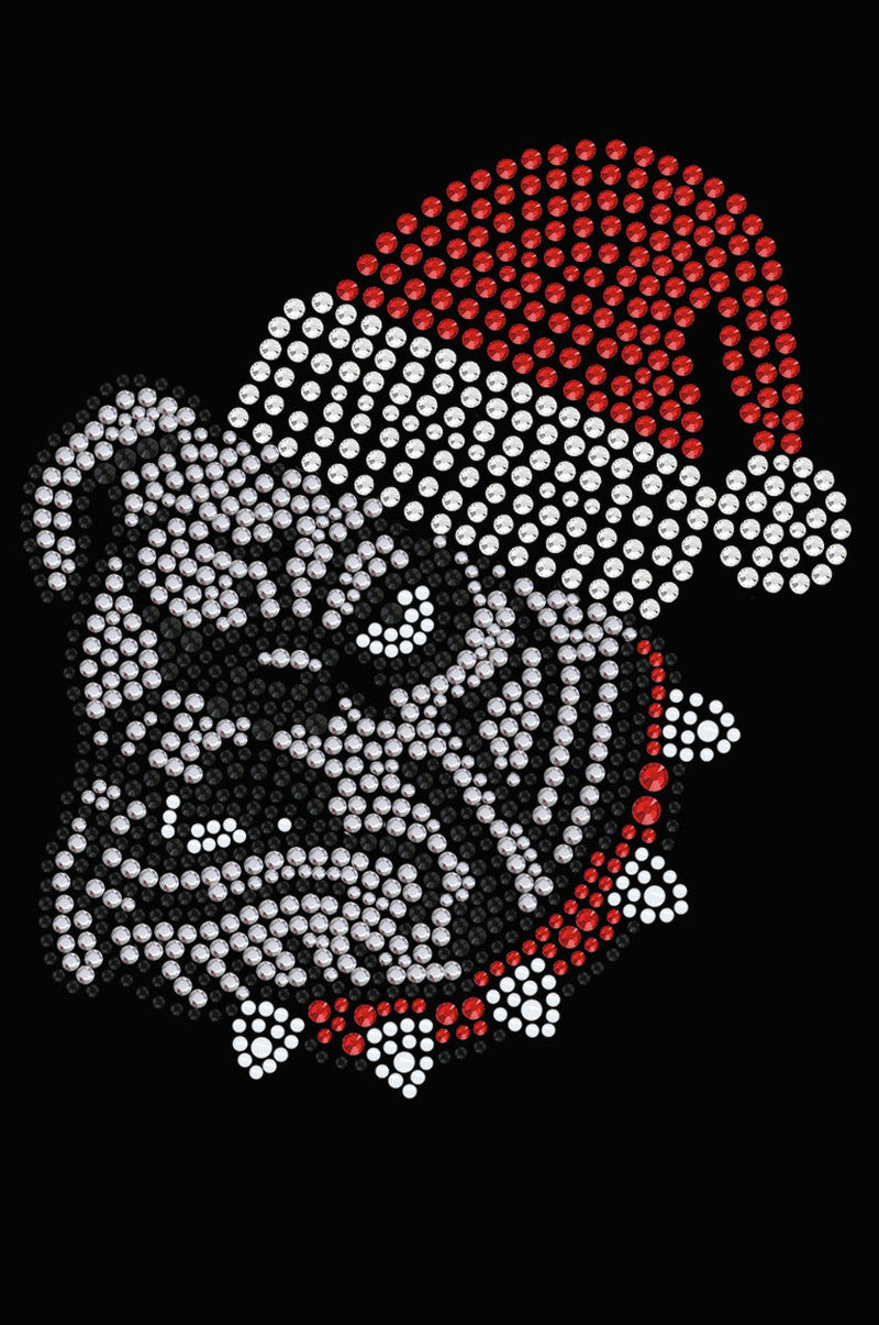 Bulldog Face (White) with Santa Hat - Women's T-shirt