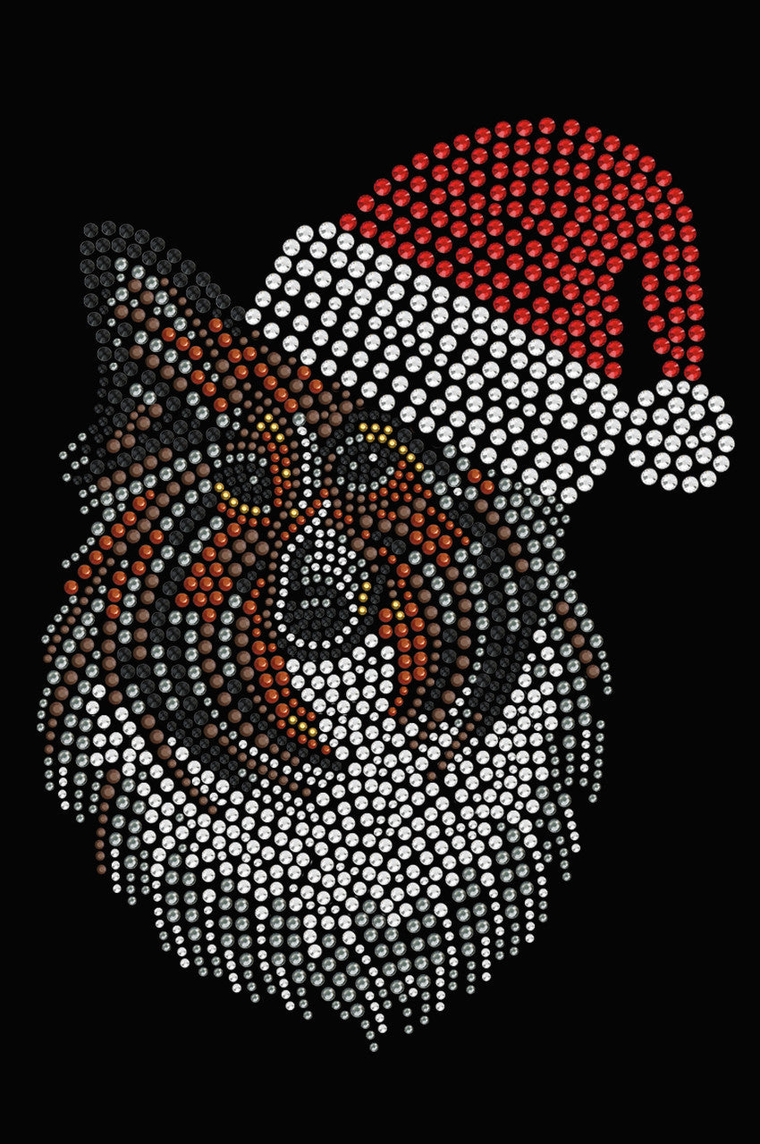 Sheltie Face with Santa Hat - Womens T-shirt