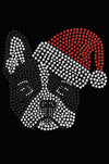 Boston Terrier with Santa Hat - Womens T-shirt