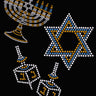 Menorah, Dreidel & Star of David (Blue, Silver, & Gold)  - Women's T-shirt