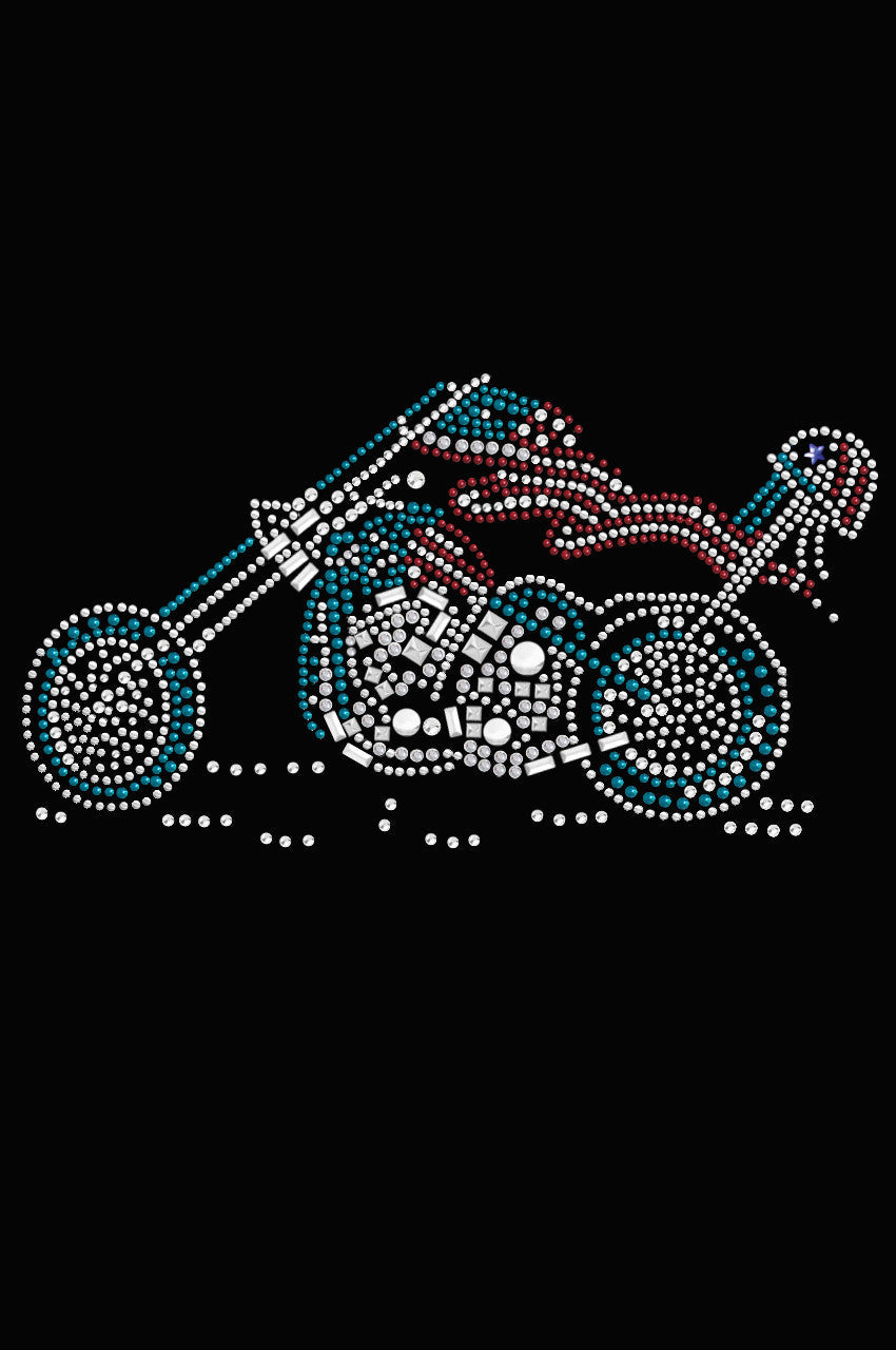 Motorcycle - Red, White, & Turquoise - Womens T-shirt