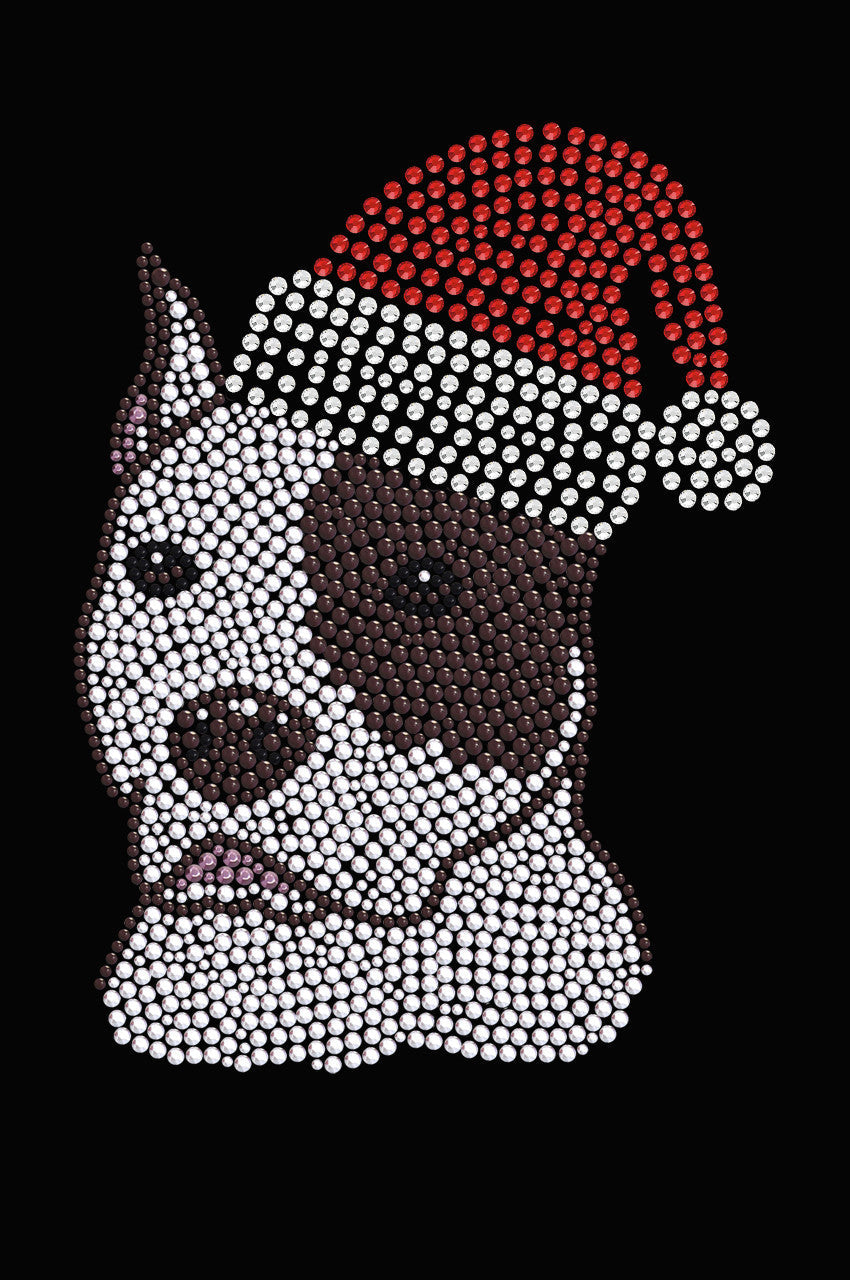 Pit Bull with Santa Hat - Womens T-shirt