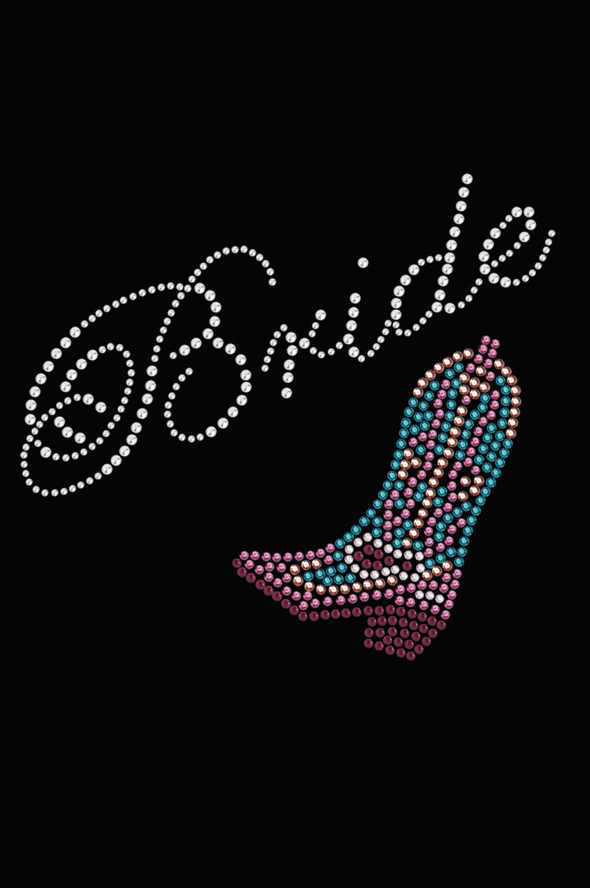 Bride with Pink/Turquoise Cowboy Boot- Womens T-shirt