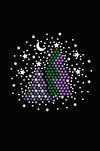 Purple & Green Christmas Trees with Austrian crystal Snowflakes - Womens T-shirt