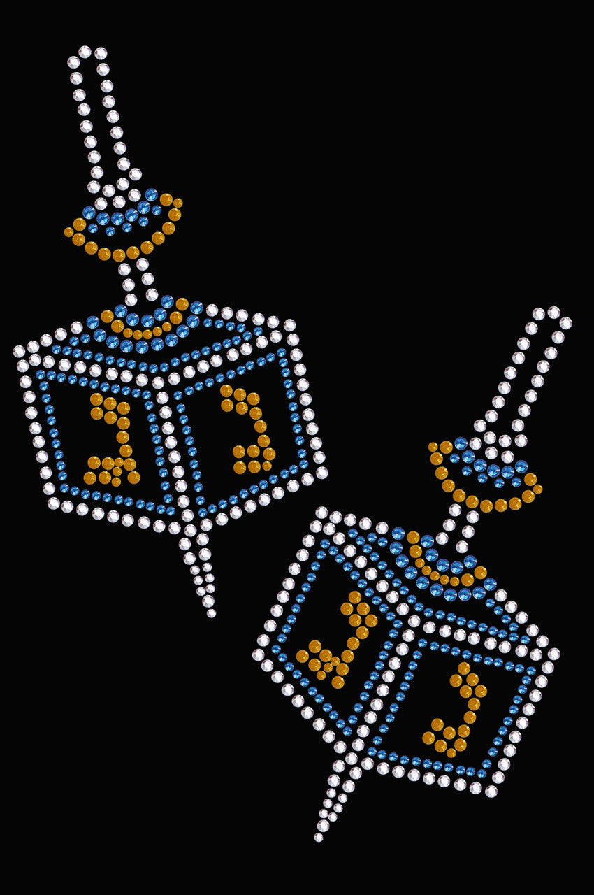 Dreidel - Large (Blue, Silver, & Gold) - Womens T-shirt