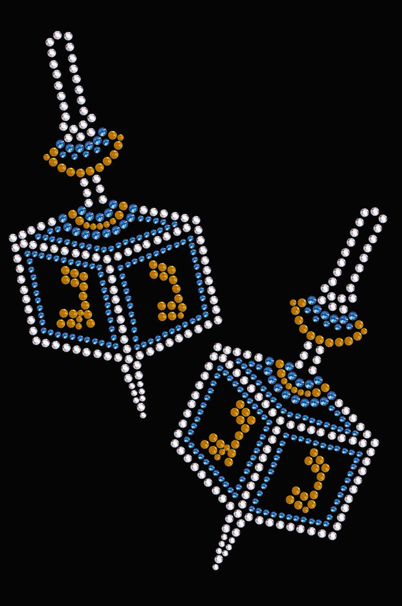 Dreidel - Large (Blue, Silver, & Gold) - Women's T-shirt