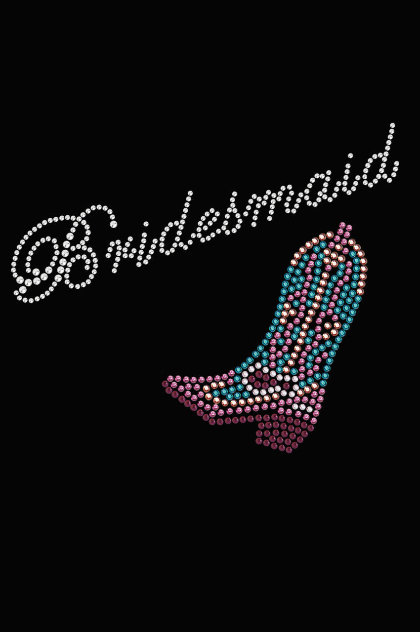 Bridesmaid with Pink/Turquoise Cowboy Boot- Womens T-shirt