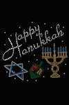 Happy Hanukkah - Dreidel, Menorah and Star of David - Womens Tee