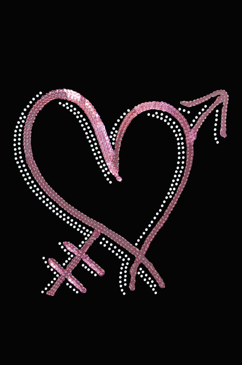 Pink Sequin Heart with Arrow Bandanna