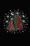 Red & Green Christmas Trees with Austrian crystal Snowflakes - Womens T-shirt