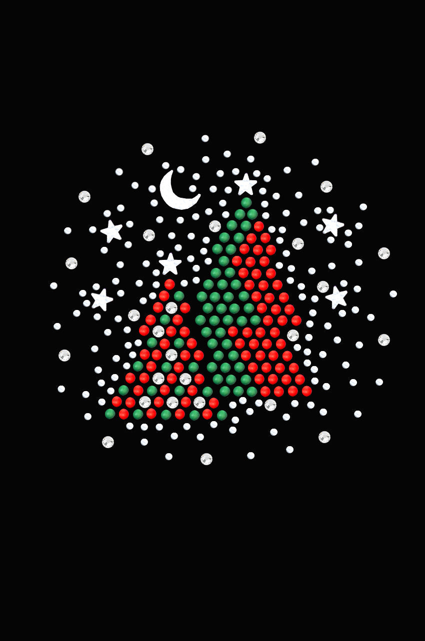 Red & Green Christmas Trees with Austrian crystal Snowflakes - Womens T-shirt