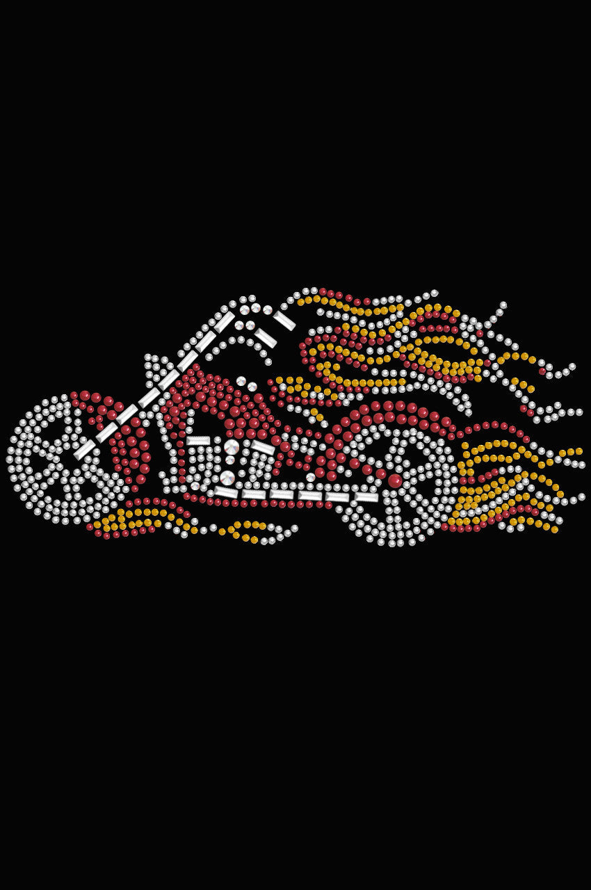 Motorcycle - Red with Flames - Womens T-shirt