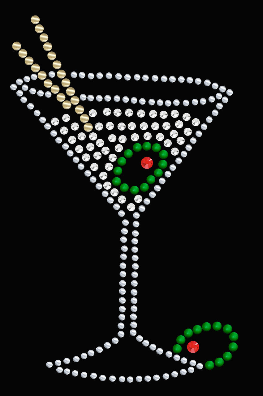 Martini (Silver Rhinestone)- Womens T-shirt