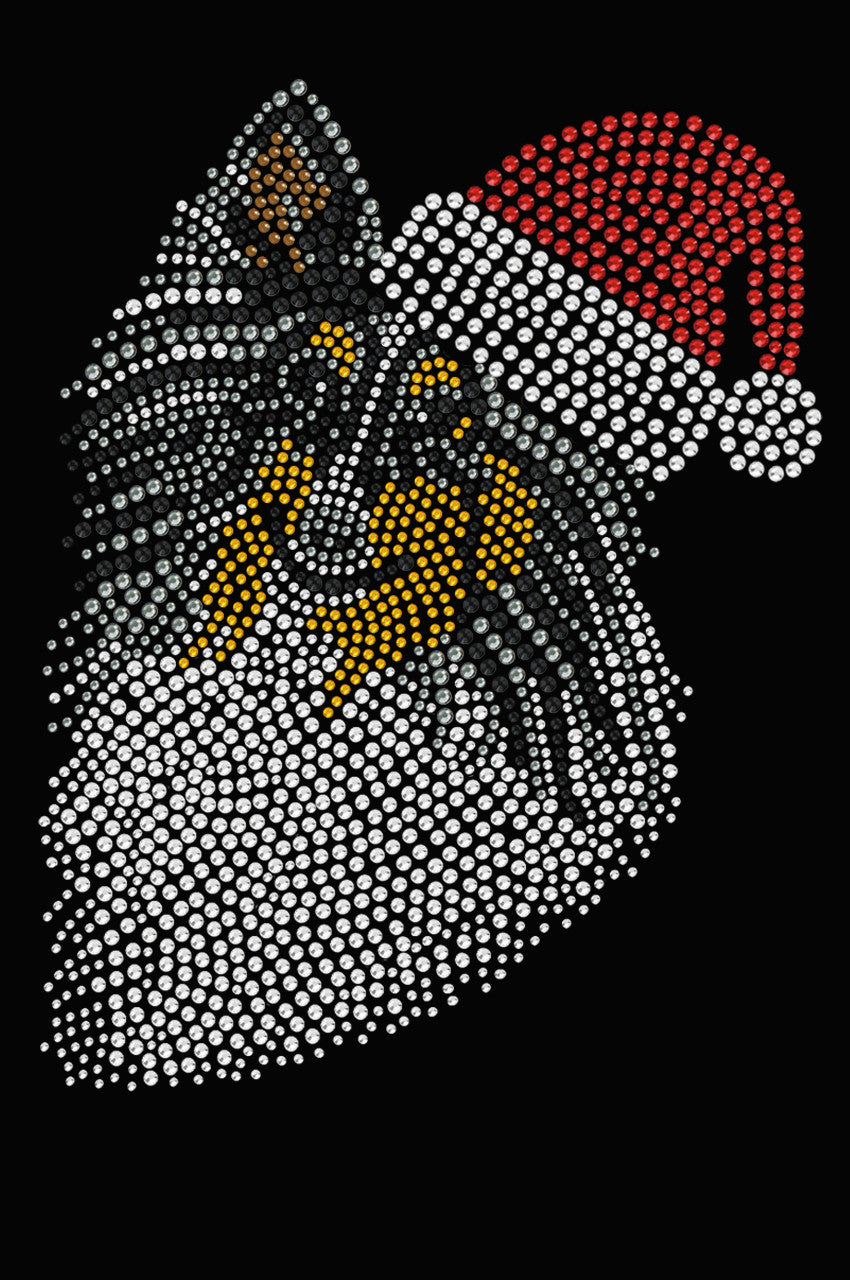 Sheltie Face (Tri Color) with Santa Hat - Womens T-shirt