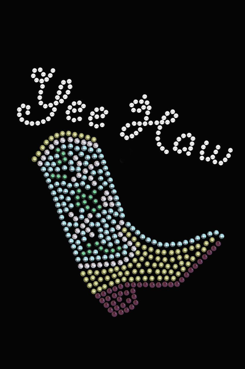 Boot (Green & Turquoise) with Yee Haw - Womens T-shirt