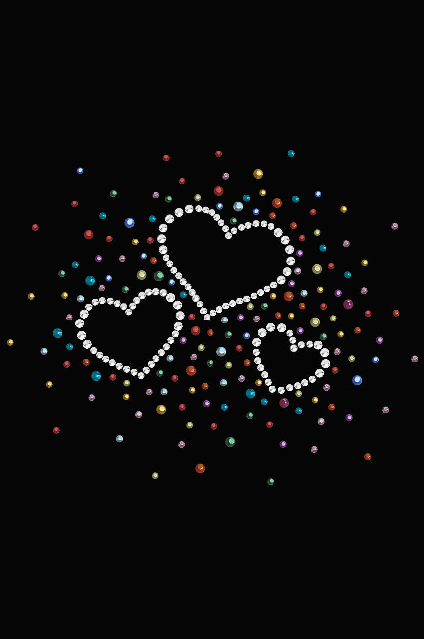 Three Hearts with Multicolored Studs Bandanna